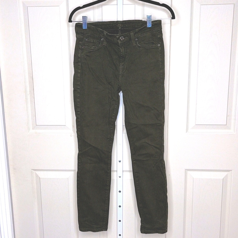 7 For All Mankind Women's Dark Green Straight Leg Pants Size 26